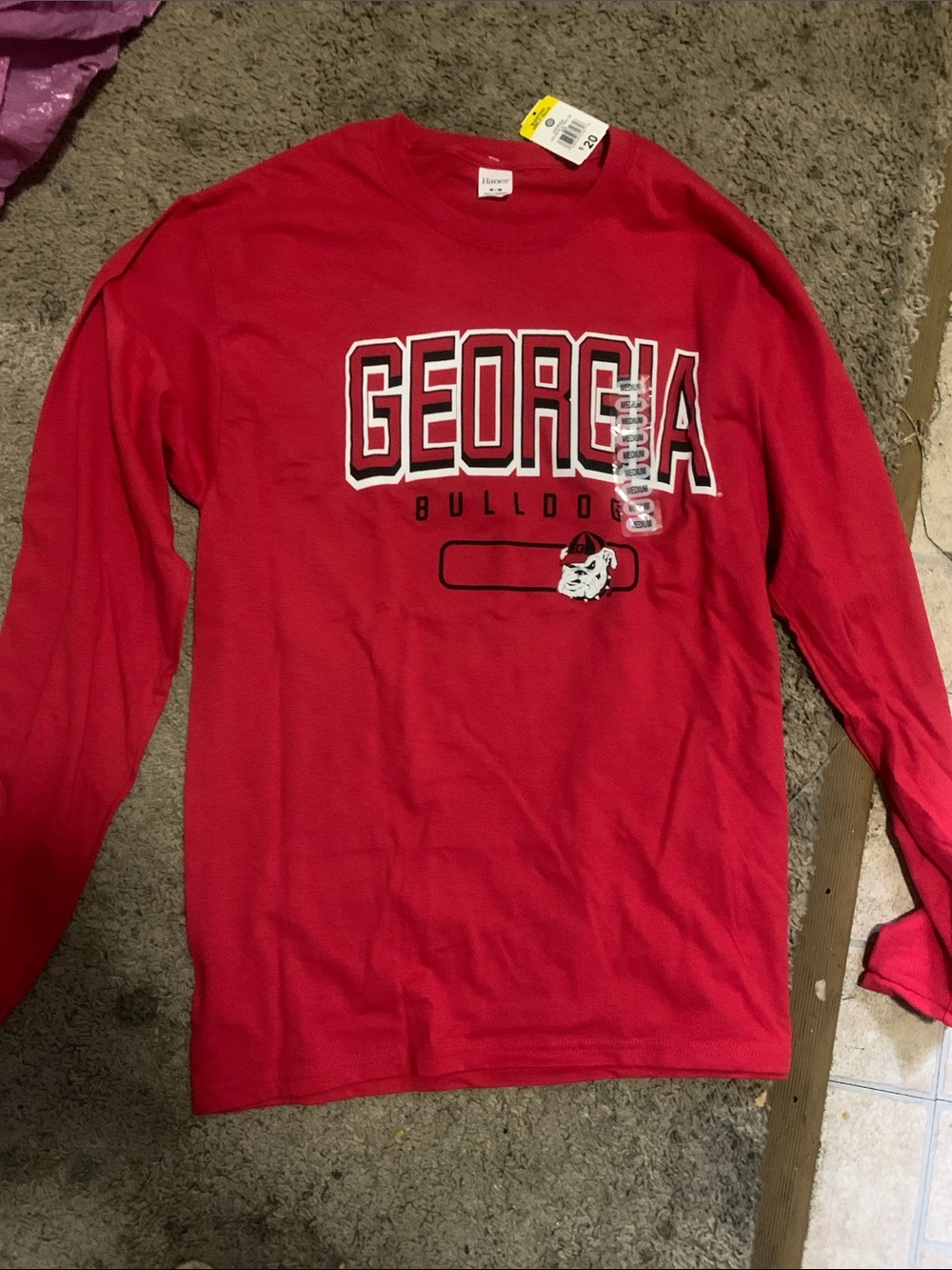 Hanes Red Georgia Bulldogs Graphic Long Sleeve Tee